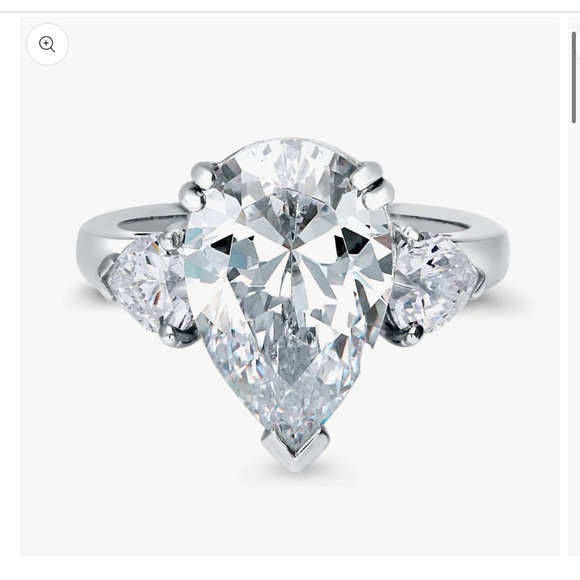 3-Stone Pear CZ Statement Engagement Wedding Ring in Sterling Silver - Picture 2 of 9